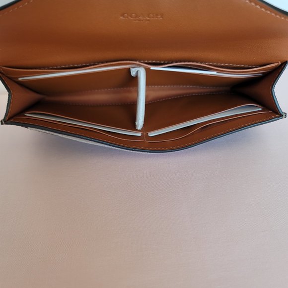 COACH Wyn Colorblocked Crossgrain Leather Large Wallet- Light Camel Multi⭐ - Picture 15 of 16